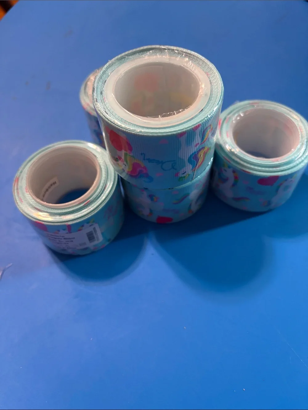 Aqua Unicorn Printed Grosgrain Ribbon 🎀